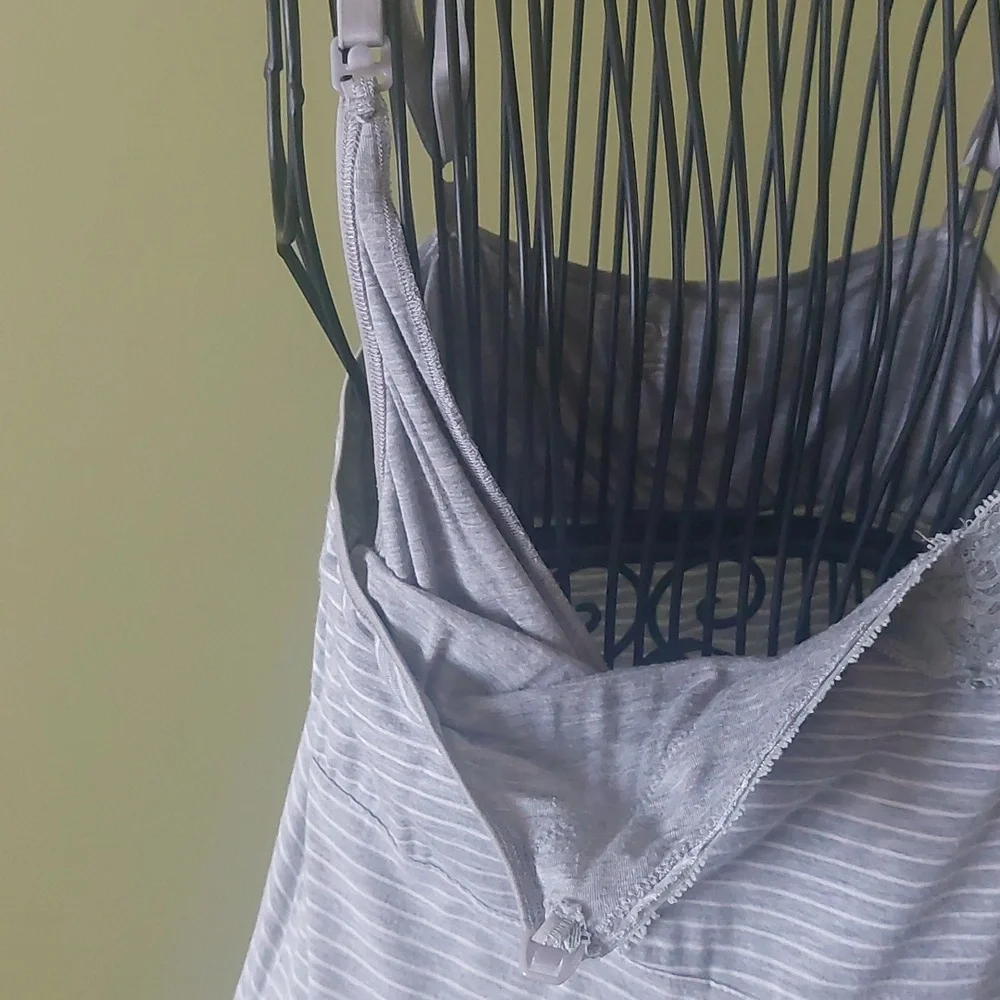 🌟HOST PICK🌟,GAP, Size L, Nursing Striped Lace-Trim Nightgown - Picture 5 of 9